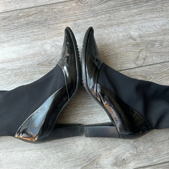 France Mode Patent Leather Heeled Sock Boots Made in France - Picture 6 of 13